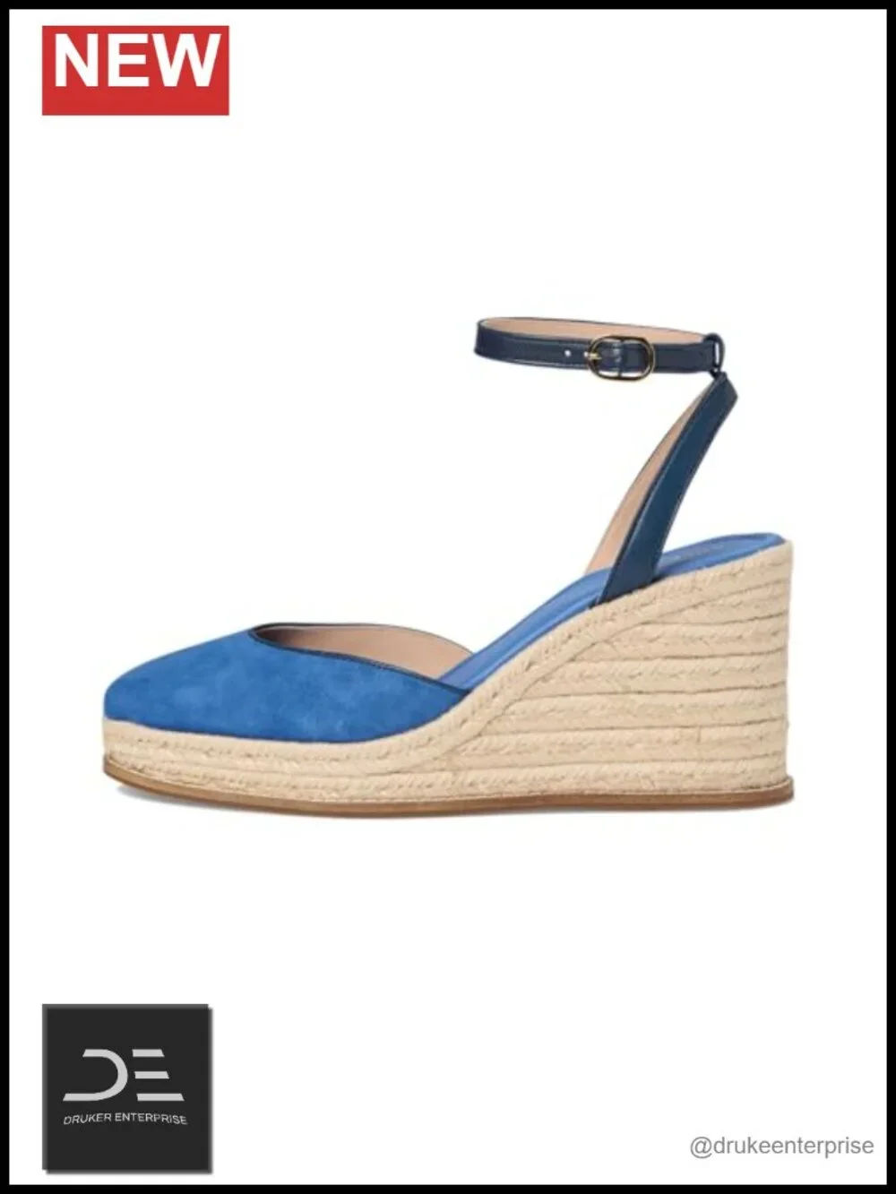 Cole Haan Suede Espadrille Wedge Sandals Ankle Strap Lightweight